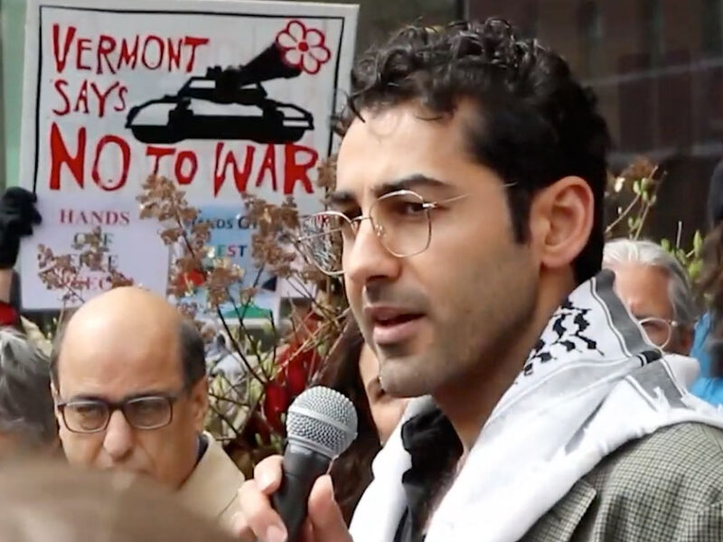 Mohsen Mahdawi speaks upon his release from federal custody in Burlington, Vermont.